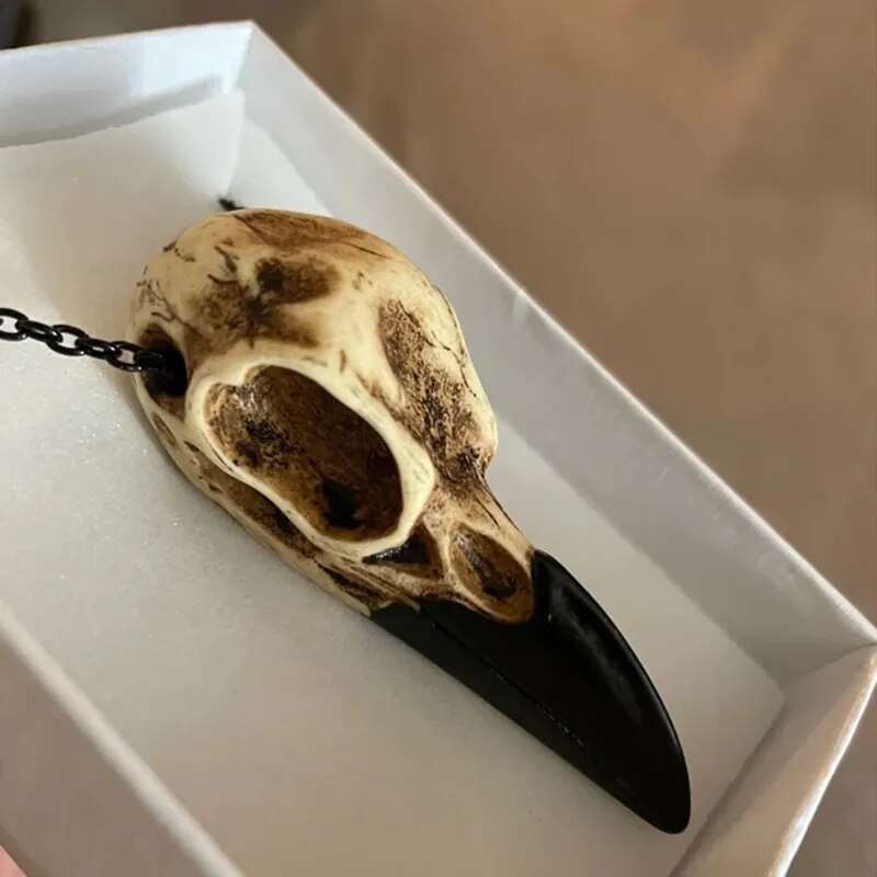 3D Raven Skull Resin Replica Necklace