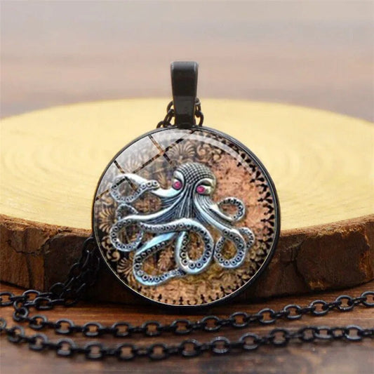 Glass Dome Pendant Steam Punk Necklace