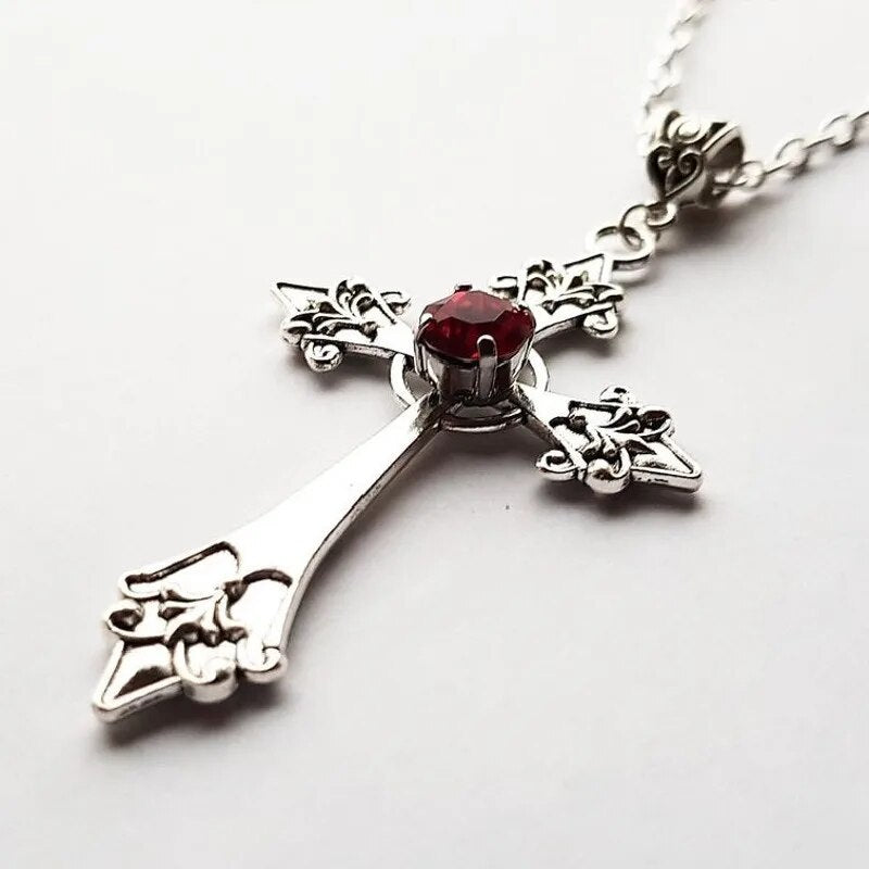 Large Gothic Detailed Cross Necklace