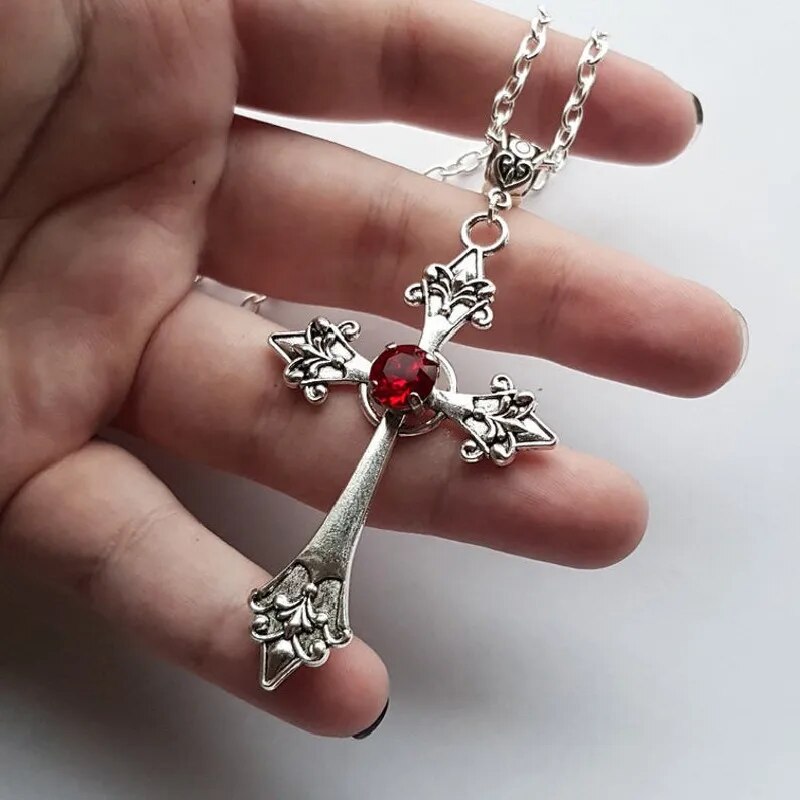 Large Gothic Detailed Cross Necklace