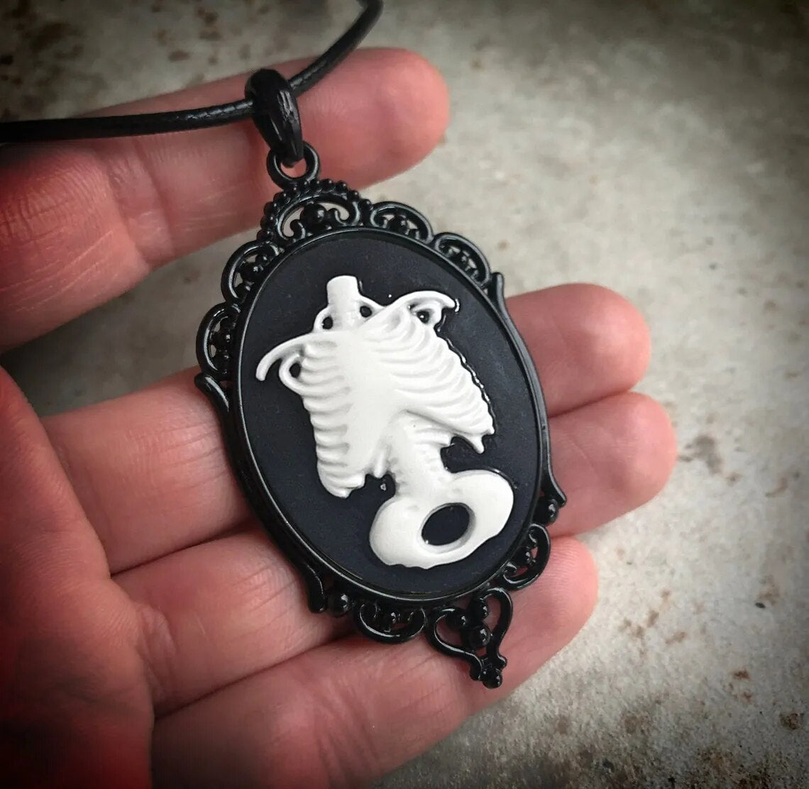 Gothic White Cameo Choker Necklace