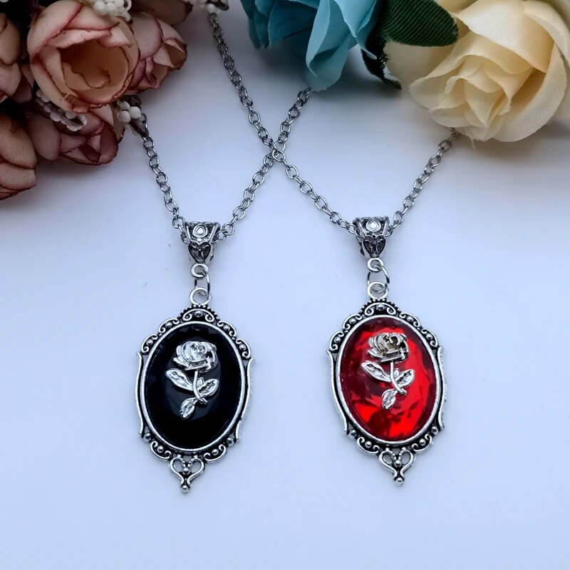 Gothic Rose Necklace Framed Cameo Necklaces