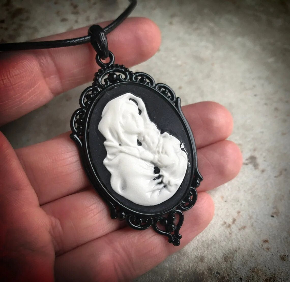 Gothic White Cameo Choker Necklace