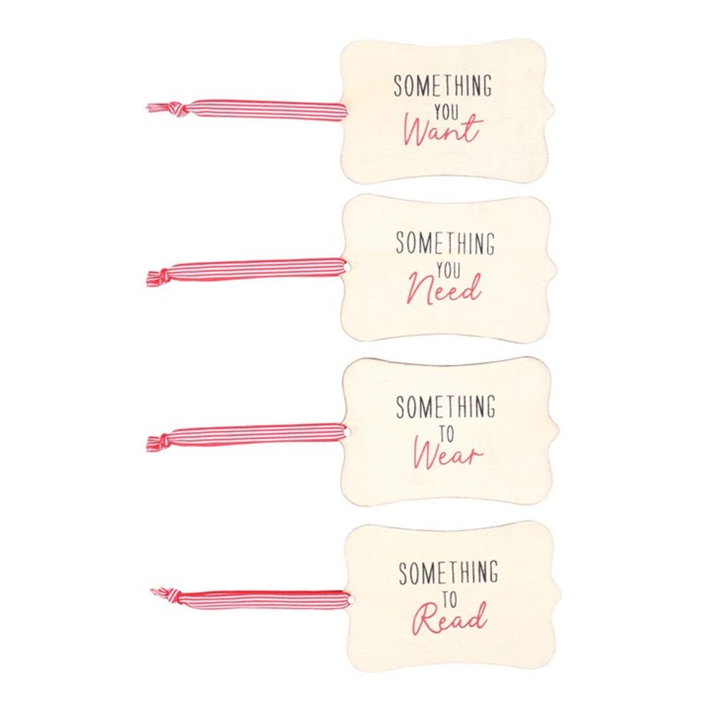 Set of 4 Reusable Wooden Gift Tags