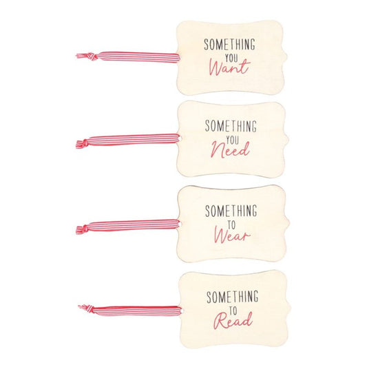 Set of 4 Reusable Wooden Gift Tags