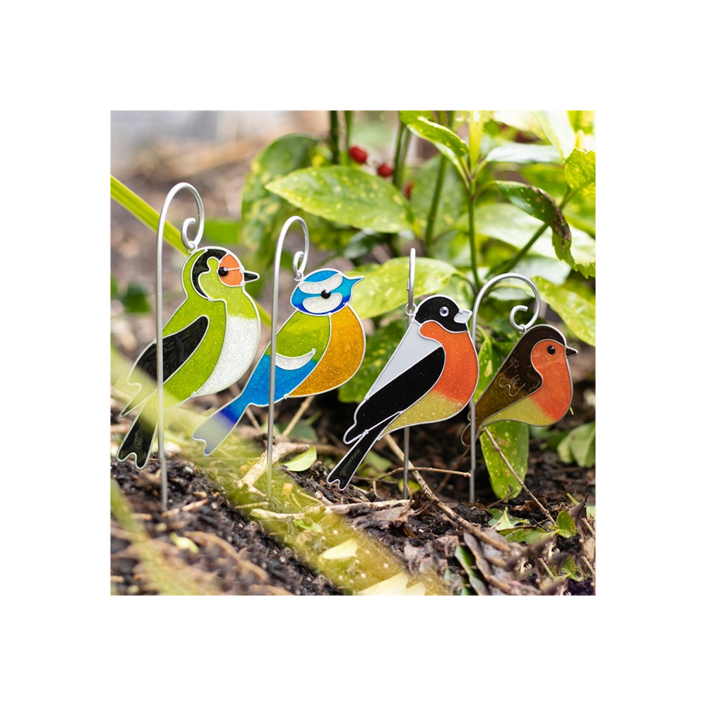 Set of 12 British Garden Birds Suncatcher Stakes