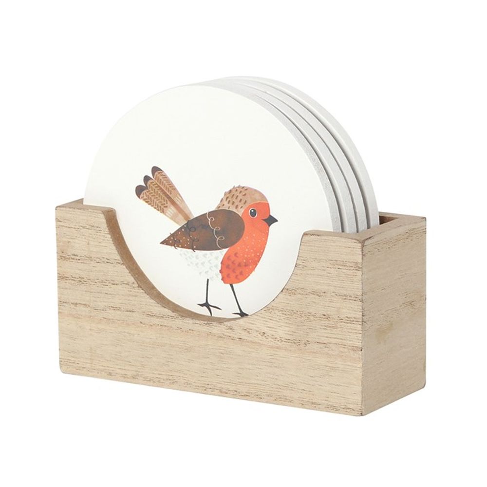 Winter Robin Coaster Set